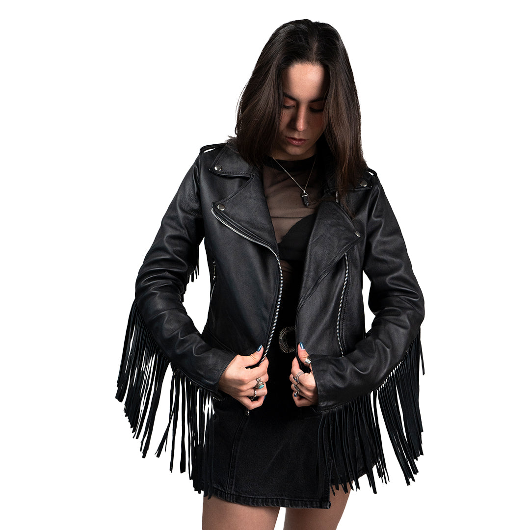 Chamarra Fringes Negro