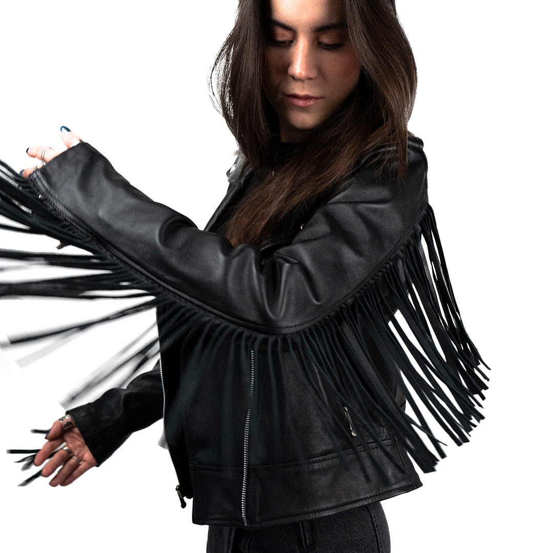 Chamarra Fringes Negro